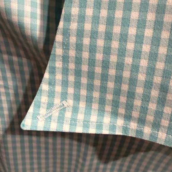 Peter Millar Turquoise Checkered Button Down Shirt - Picture 3 of 5